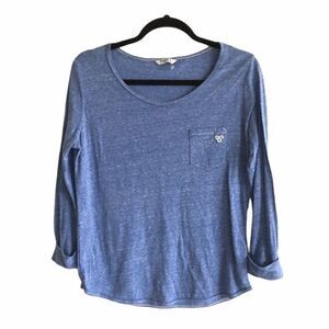 ARITZIA Tna Scoop Neck Long Sleeve T-Shirt Blue M